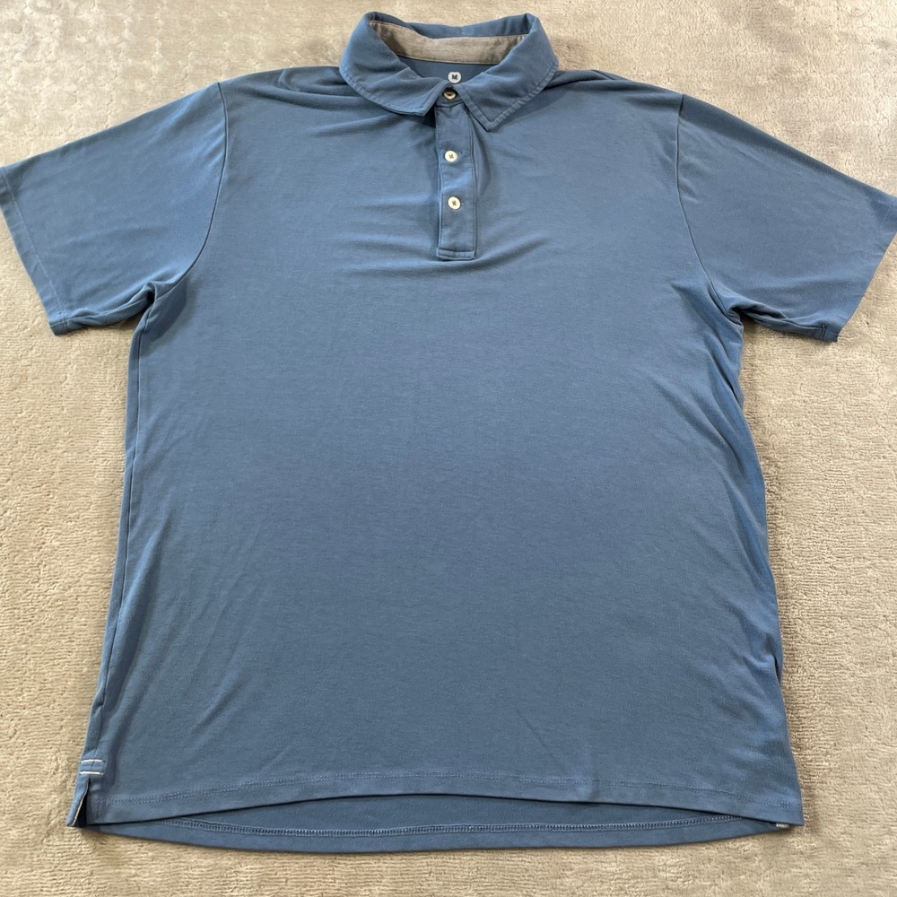 Free Fly Mens Polo Shirt Bamboo Mens Medium Blue Performance Short Sleeve